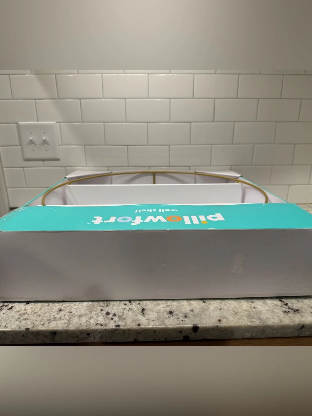 Pillowfort Gold Circular Metal Wall Shelf with White Shelves - NIB